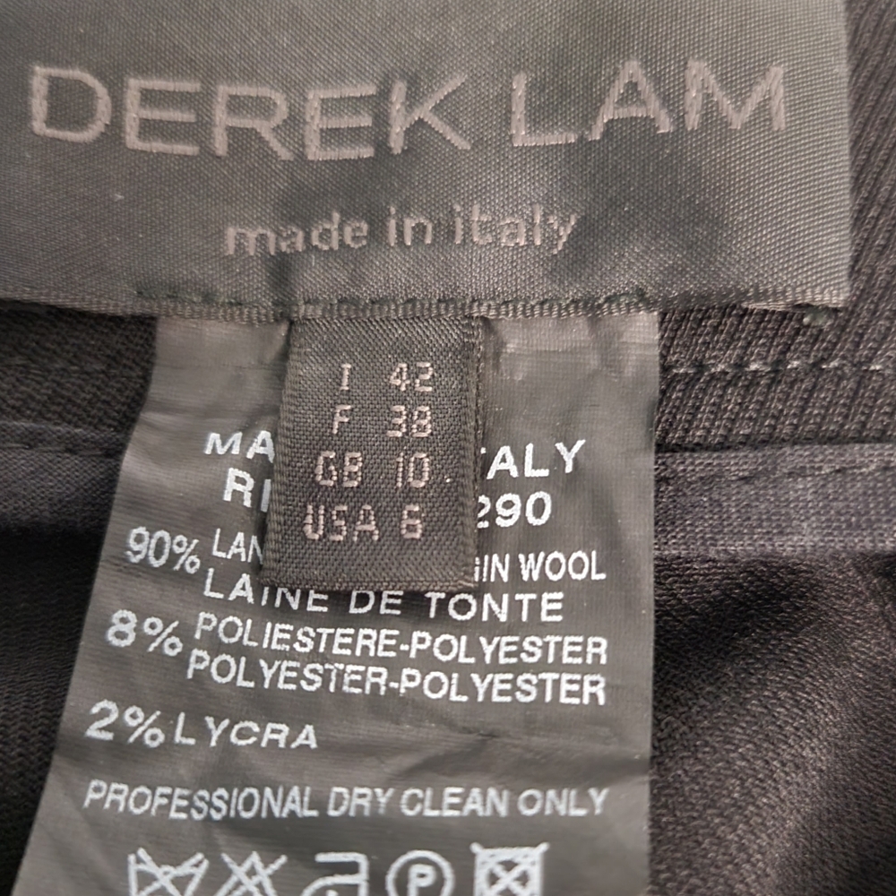 Derek Lam Slim Fit Virgin Wool Blend Black Trouser Pants - Picture 8 of 8